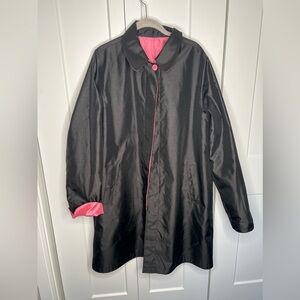 London Fog Reversible Pink & Black Trench Coat Women’s Size Large